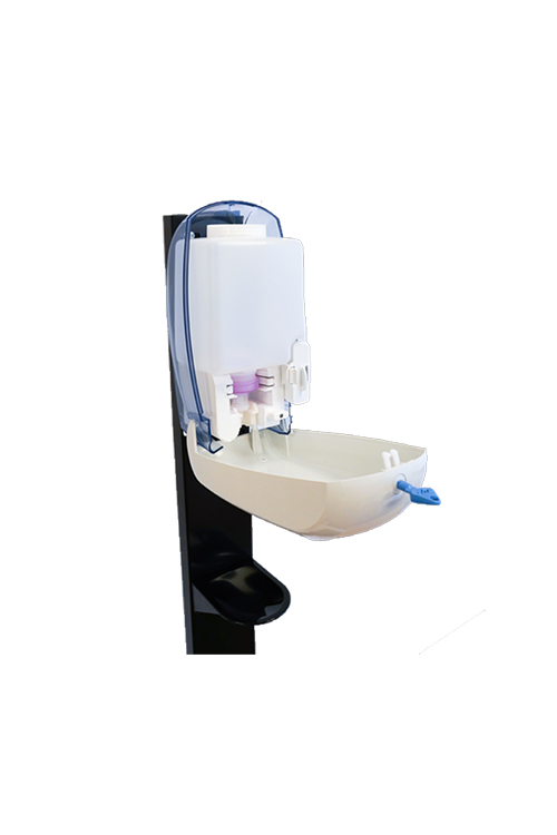 Hygienestation mit nachfüllbarem Sensorspender und integrierter Abtropfschale